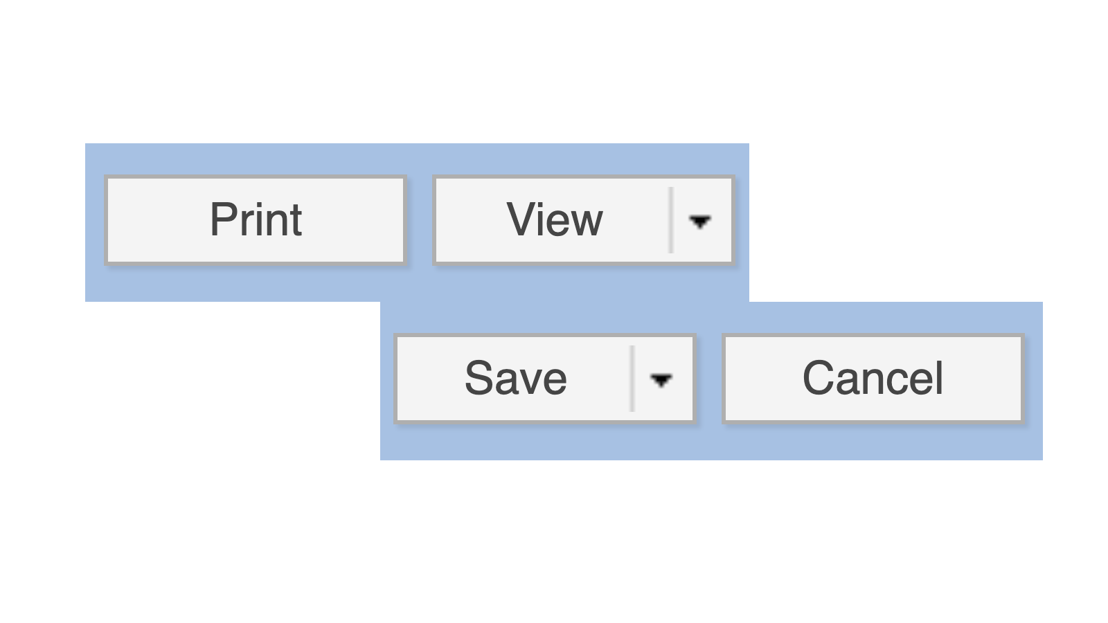 What are the Print, View, Save, and Cancel buttons for?